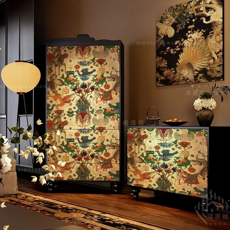 French medieval style beast map wardrobe living room solid wood locker vertical cabinet
French medieval style beast map wardrobe living room solid wood locker vertical cabinet
