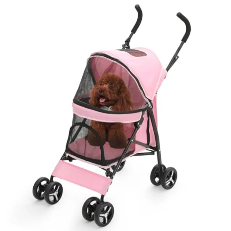4 Wheels Pet Stroller for Walks and Shopping, Lightweight Easy-Fold Puppy Jogger in Pink with Visible Mesh Rear Storage, Suitab
4 Wheels Pet Stroller for Walks and Shopping, Lightweight Easy-Fold Puppy Jogger in Pink with Visible Mesh Rear Storage, Suitab