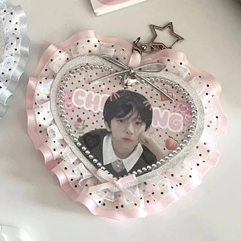 Handmade Fan Merch Cute Bag Charm Custom Idol Pink Photo Keychain with Pink Lace Ribbon Personalized Bag Pendant
Handmade Fan Merch Cute Bag Charm Custom Idol Pink Photo Keychain with Pink Lace Ribbon Personalized Bag Pendant