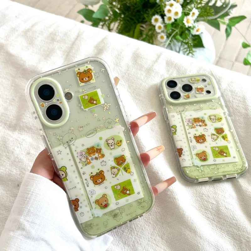 Fashion Glitter Star Leaf Cute Bear Chick Phone Case For iPhone 17 Pro 16 15 Pro Max Cover Funny Cartoon Rilakkuma Protective Ca
Fashion Glitter Star Leaf Cute Bear Chick Phone Case For iPhone 17 Pro 16 15 Pro Max Cover Funny Cartoon Rilakkuma Protective Ca