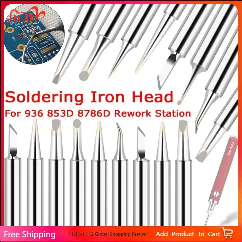 10Pcs Soldering Iron Head for 936 853D 8786D Rework Station Lead-free Copper Soldering Iron Tip Welding Equipment Tools
10Pcs Soldering Iron Head for 936 853D 8786D Rework Station Lead-free Copper Soldering Iron Tip Welding Equipment Tools