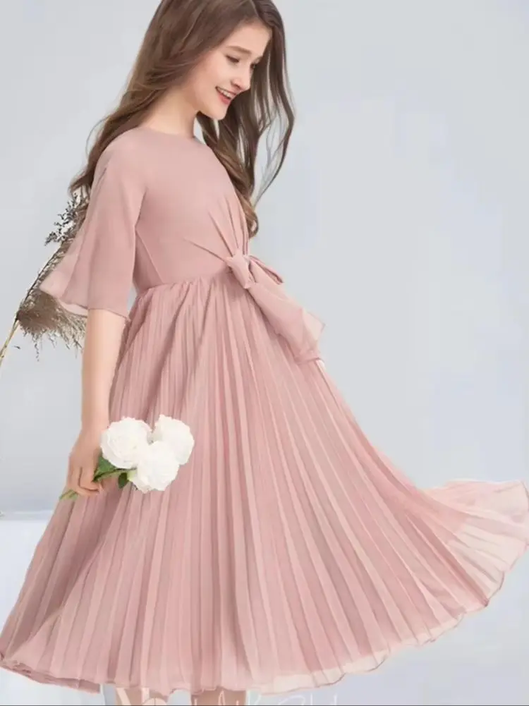 WS Kids A-line Scoop Knee-Length Chiffon Junior Bridesmaid Dress With Bow Pleated Rose Flower Girl Dress Wedding Communion Dress
WS Kids A-line Scoop Knee-Length Chiffon Junior Bridesmaid Dress With Bow Pleated Rose Flower Girl Dress Wedding Communion Dress