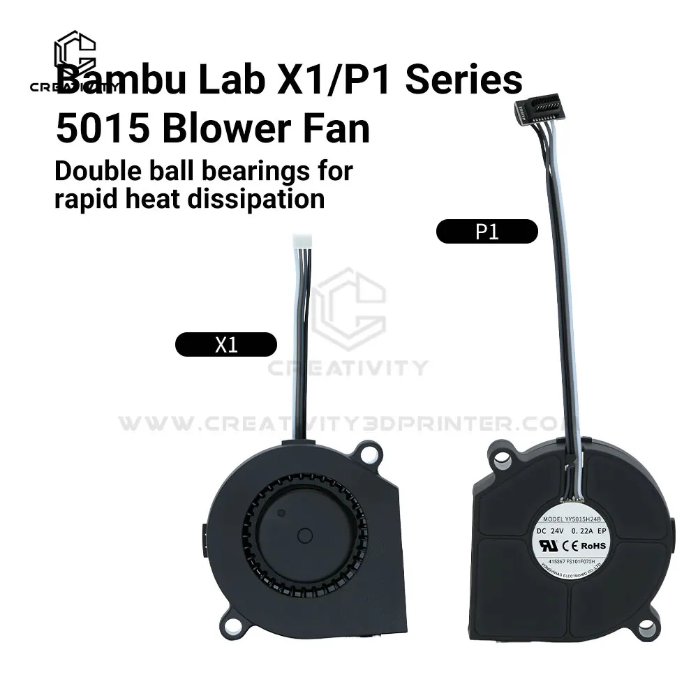 24V 5015 Blower Fan for BambuLab X1 X1C P1P P1S Cooling Blower Fan with Fast Speed and Low Noisy 3D Printer Accessories
24V 5015 Blower Fan for BambuLab X1 X1C P1P P1S Cooling Blower Fan with Fast Speed and Low Noisy 3D Printer Accessories