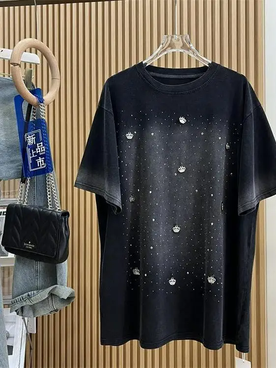 plus Size Women's T-Shirt Heavy Embellishment Short Sleeve Mid-Length Street Style Summer Loose Fit Cotton Polyester Blend
plus Size Women's T-Shirt Heavy Embellishment Short Sleeve Mid-Length Street Style Summer Loose Fit Cotton Polyester Blend