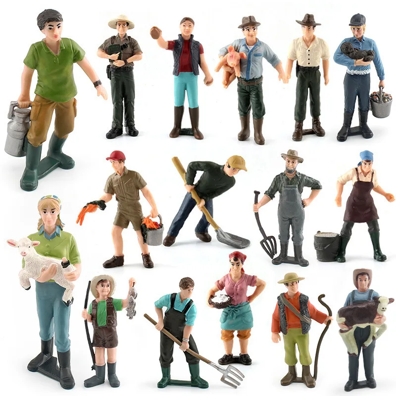 Simulation solid static character scene models: feeding chickens peasant woman, plowing worker, farm ranch figurines
Simulation solid static character scene models: feeding chickens peasant woman, plowing worker, farm ranch figurines