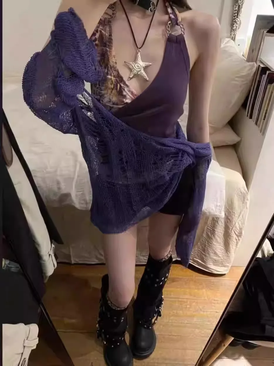 American Retro Knitted Hollow out Hole Crop Top Vest Drapey Necktie Print Patchwork Early Autumn Outerwear Jacket Top
American Retro Knitted Hollow out Hole Crop Top Vest Drapey Necktie Print Patchwork Early Autumn Outerwear Jacket Top