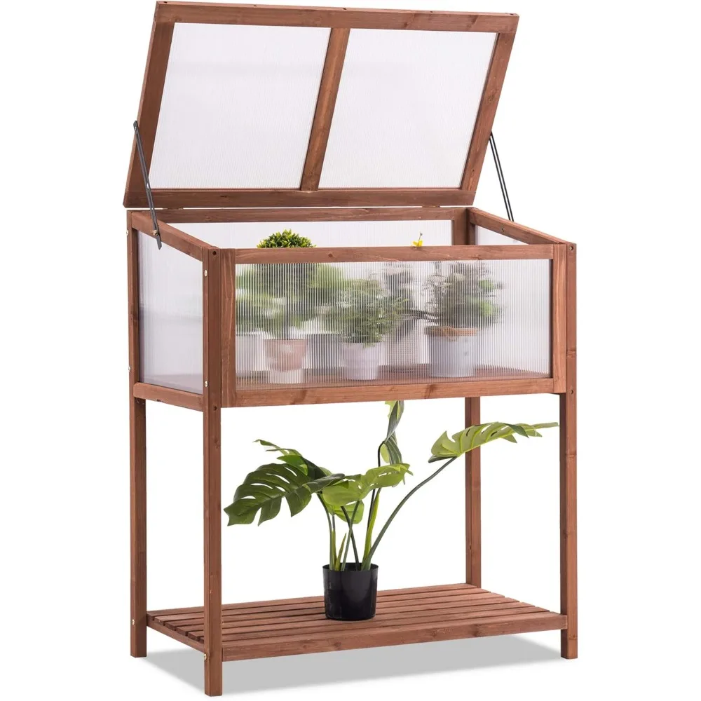 Wooden Greenhouse Cold Frame, Portable Garden Mini Greenhouse Kit with Shelf for Outdoor Indoor Use
Wooden Greenhouse Cold Frame, Portable Garden Mini Greenhouse Kit with Shelf for Outdoor Indoor Use