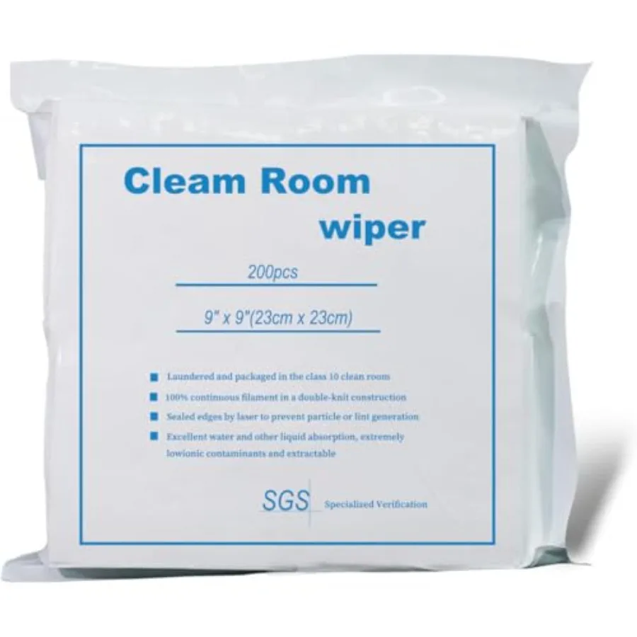 Industrial Cleanroom Cloth Wipes 9"x9" Bag of 200 Pcs Double Knit 100% Polyester Wipers Lint Free Cloths with Ultra-fine Filame
Industrial Cleanroom Cloth Wipes 9"x9" Bag of 200 Pcs Double Knit 100% Polyester Wipers Lint Free Cloths with Ultra-fine Filame