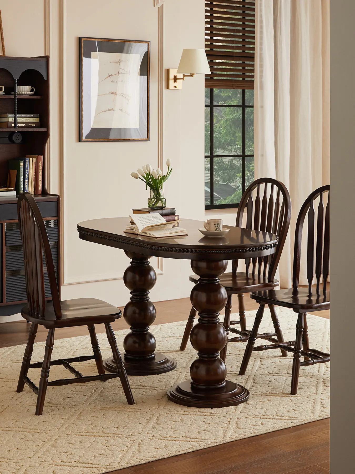 YFY French solid wood dining table and chair combination living room home oval dining table retro Roman column dining table
YFY French solid wood dining table and chair combination living room home oval dining table retro Roman column dining table