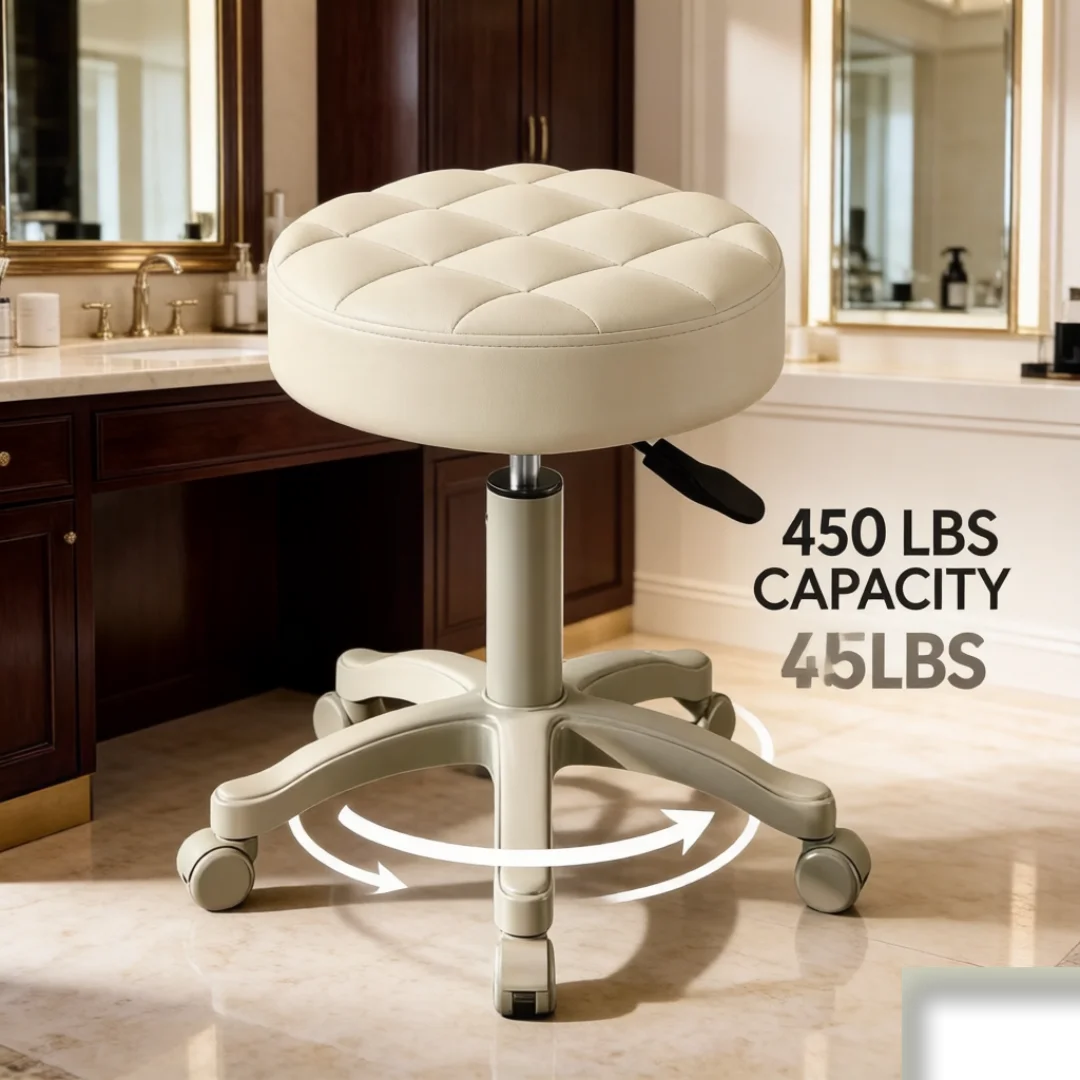 Wheels Faux Leather Height Adjustable 360° Swivel 450 LBS Capacity Foot Rest for Salon Spa Tattoo Clinic Home Office
Wheels Faux Leather Height Adjustable 360° Swivel 450 LBS Capacity Foot Rest for Salon Spa Tattoo Clinic Home Office