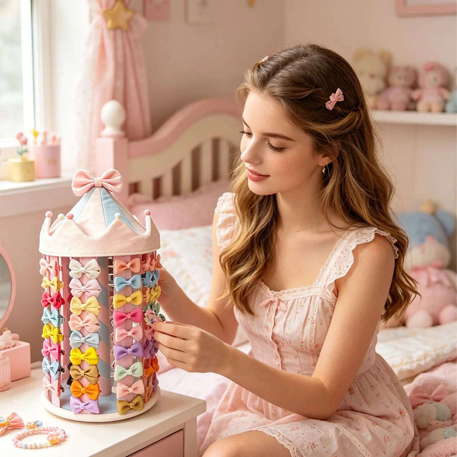 Hair Clip Storage Organizer Cute Bow Desk Storage Hair Clip Holder For Vanity Girls Room Counter Nursery Dresser Bedroom Home
Hair Clip Storage Organizer Cute Bow Desk Storage Hair Clip Holder For Vanity Girls Room Counter Nursery Dresser Bedroom Home