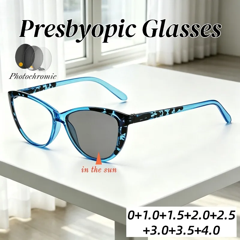 New Stylish Cat-Eye Photochromic Anti-Blue Light Presbyopia Glasses Outdoor Retro HD Ultra Light Comfortable Reading Eyewear
New Stylish Cat-Eye Photochromic Anti-Blue Light Presbyopia Glasses Outdoor Retro HD Ultra Light Comfortable Reading Eyewear