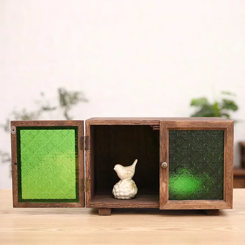 High Quality Solid Wood Desktop Small Cabinet Retro Simple Locker Green Embossed Glass Door Storage Cabinet On Sale
High Quality Solid Wood Desktop Small Cabinet Retro Simple Locker Green Embossed Glass Door Storage Cabinet On Sale