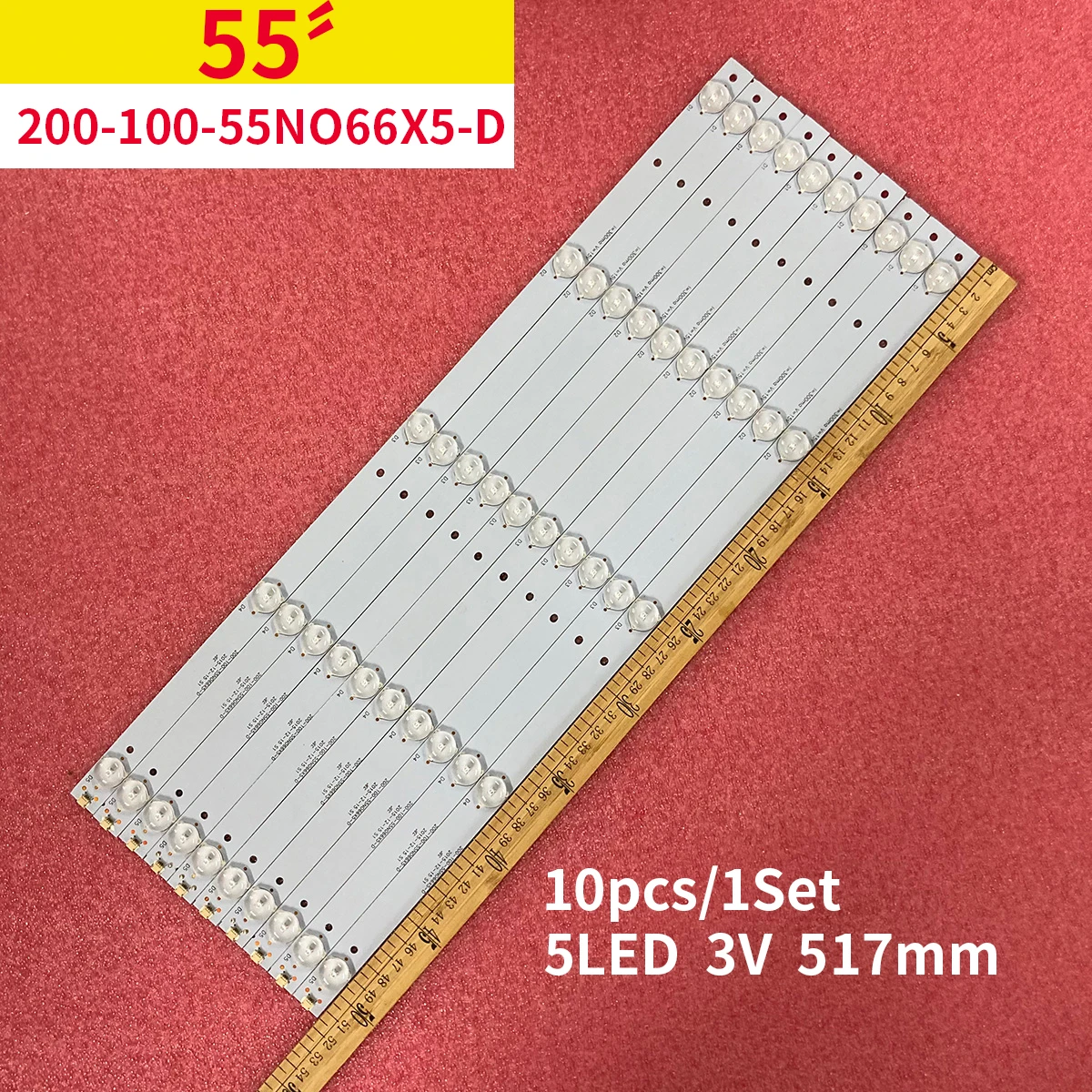 10 шт. светодиодная лента для подсветки телевизора 55 дюймов 200-100-55NO66X5-D 5LED 3 В 517 мм
10 шт. светодиодная лента для подсветки телевизора 55 дюймов 200-100-55NO66X5-D 5LED 3 В 517 мм