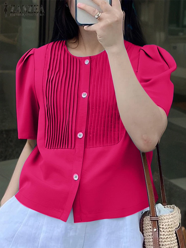 ZANZEA Women Short Sleeve Tops Pleated Shirts Summer Blusas Lepel Neck Tunics 2025 Casual Solid Color Vintage Cardigans
ZANZEA Women Short Sleeve Tops Pleated Shirts Summer Blusas Lepel Neck Tunics 2025 Casual Solid Color Vintage Cardigans