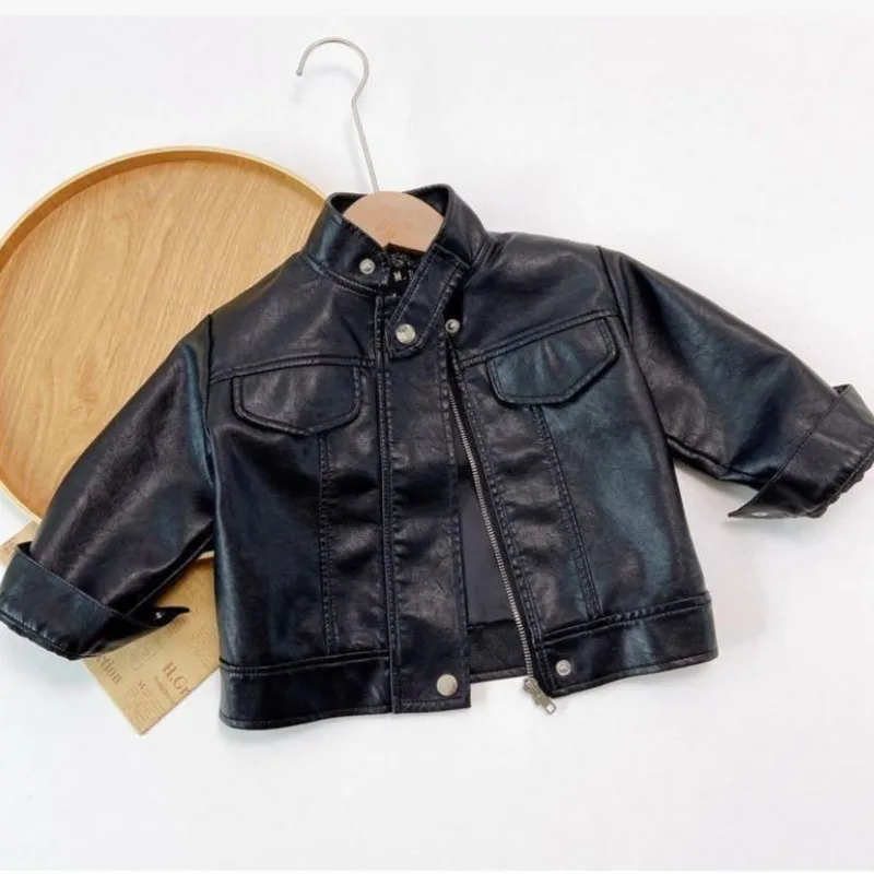 Children's Spring Autumn Korean Leather jacket Girl's lstand-up collar PU leather jacket Boy's short zippered leather jacket1-6Y
Children's Spring Autumn Korean Leather jacket Girl's lstand-up collar PU leather jacket Boy's short zippered leather jacket1-6Y