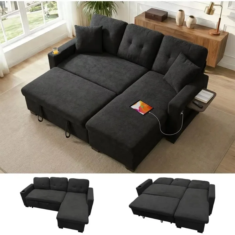 【Hot Item】82 L-Shaped Sleeper Sofa With Pull-Out Sectional, Storage Chaise, Reclining Backrest, USB Port, Portable Table, Cup Ho
【Hot Item】82 L-Shaped Sleeper Sofa With Pull-Out Sectional, Storage Chaise, Reclining Backrest, USB Port, Portable Table, Cup Ho
