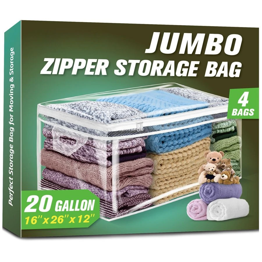 20 Gallon Large Storage Bag for Clothes, Zipper Clothing Storage Bag, Clear Organizer with Reinforced Handles, for Comforters Bl
20 Gallon Large Storage Bag for Clothes, Zipper Clothing Storage Bag, Clear Organizer with Reinforced Handles, for Comforters Bl