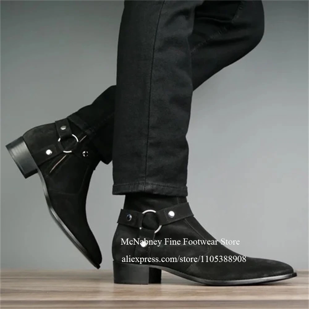 Classic Suede Metal Chain Men Ankle Boots Pointed Toe Buckle Chelsea Boots Alpha Male Shoes Business Streetwear Casual Shoes
Classic Suede Metal Chain Men Ankle Boots Pointed Toe Buckle Chelsea Boots Alpha Male Shoes Business Streetwear Casual Shoes