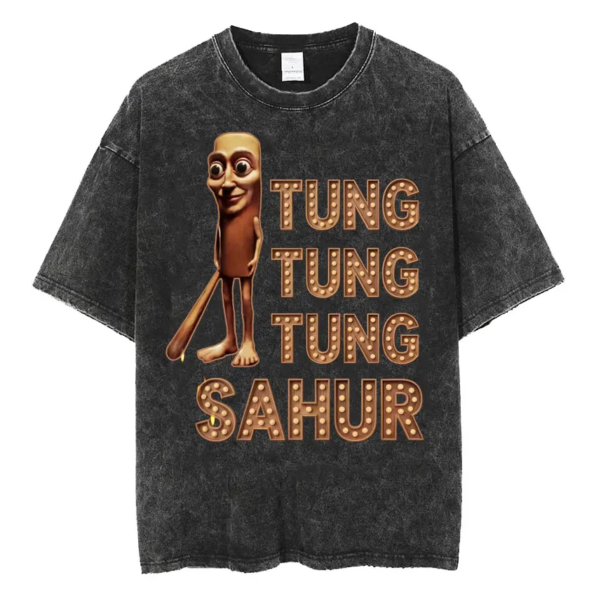 Funny Tung Tung Tung Sahur Baseball Bat Meme T Shirt Unisex Vintage Washed Humor Style T-shirts Men Casual O-Neck Cotton T-shirt
Funny Tung Tung Tung Sahur Baseball Bat Meme T Shirt Unisex Vintage Washed Humor Style T-shirts Men Casual O-Neck Cotton T-shirt