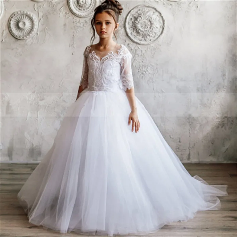 Puffy Tulle Flower Girl Dress Lace Applique Christmas Dress Princess Birthday Party Gown Child
Puffy Tulle Flower Girl Dress Lace Applique Christmas Dress Princess Birthday Party Gown Child