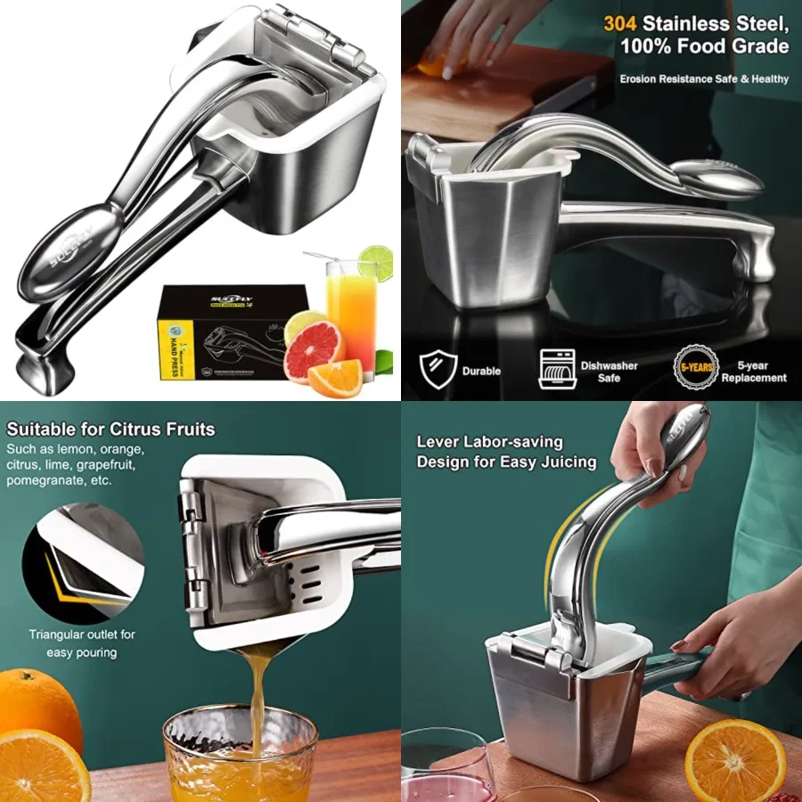 Lemon Squeezer Stainless Steel, Manual Juicer Citrus Lime Orange Fruit Squeezer Heavy Duty Ergonomic Handle Labor-saving Large
Lemon Squeezer Stainless Steel, Manual Juicer Citrus Lime Orange Fruit Squeezer Heavy Duty Ergonomic Handle Labor-saving Large