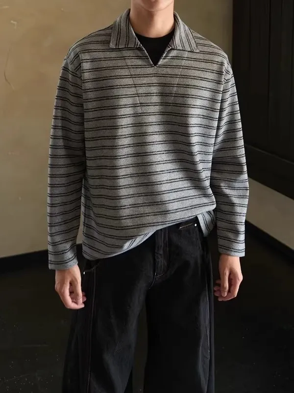 Мужская свободная футболка с длинным рукавом в американском стиле, большого размера, из плотной ткани, с воротником-стойкой и полосками, весна-осень
Мужская свободная футболка с длинным рукавом в американском стиле, большого размера, из плотной ткани, с воротником-стойкой и полосками, весна-осень