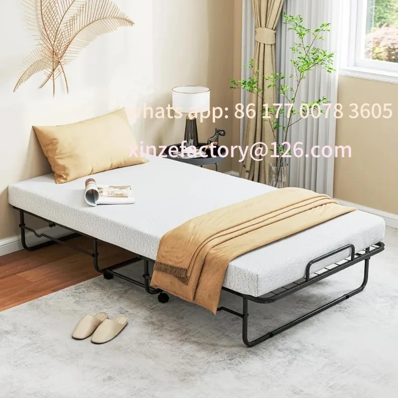 Customizable Folding Bed with Mattress, Twin Size Rollaway Guest Bed with Heavy-Duty Metal Frame & Lockable Wheels, Space Saving
Customizable Folding Bed with Mattress, Twin Size Rollaway Guest Bed with Heavy-Duty Metal Frame & Lockable Wheels, Space Saving