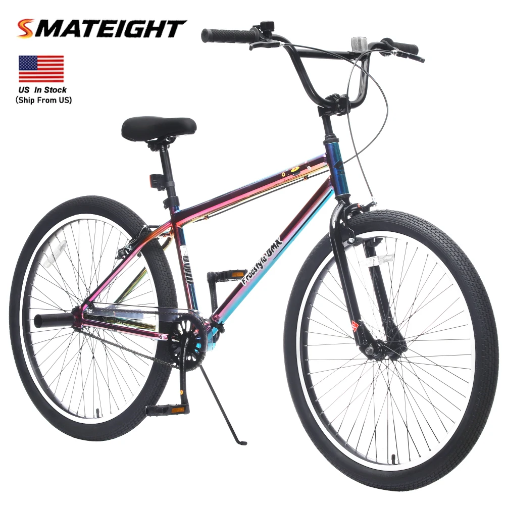 26-дюймовый велосипед для фристайла для подростков, односкоростной велосипед со стальной рамой и 2 колышками, передний суппорт, тормоз и задний V-образный тормозной велосипед
26-дюймовый велосипед для фристайла для подростков, односкоростной велосипед со стальной рамой и 2 колышками, передний суппорт, тормоз и задний V-образный тормозной велосипед