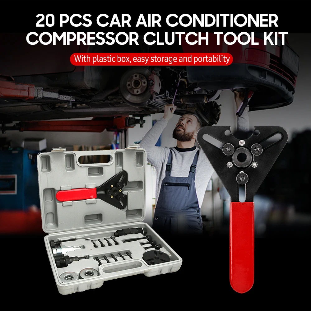 20 PCS Car Air Compressor Clutch Remover Installer Dual-use Wrench Tool Kit with Plastic Box Automotive Air Conditioning
20 PCS Car Air Compressor Clutch Remover Installer Dual-use Wrench Tool Kit with Plastic Box Automotive Air Conditioning