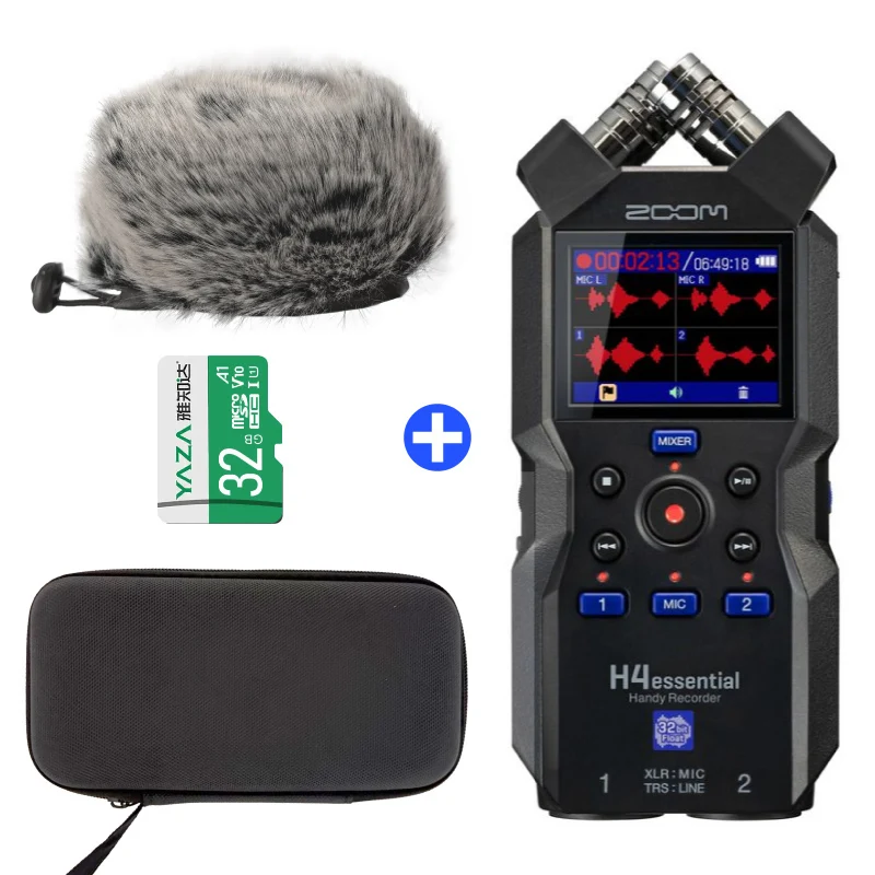 ZOOM H4essential 32 Bit Float Handy Recorder Bundle with 32GB microSDHC Card, Furry Microphone Windscreen and Accessory Pack
ZOOM H4essential 32 Bit Float Handy Recorder Bundle with 32GB microSDHC Card, Furry Microphone Windscreen and Accessory Pack