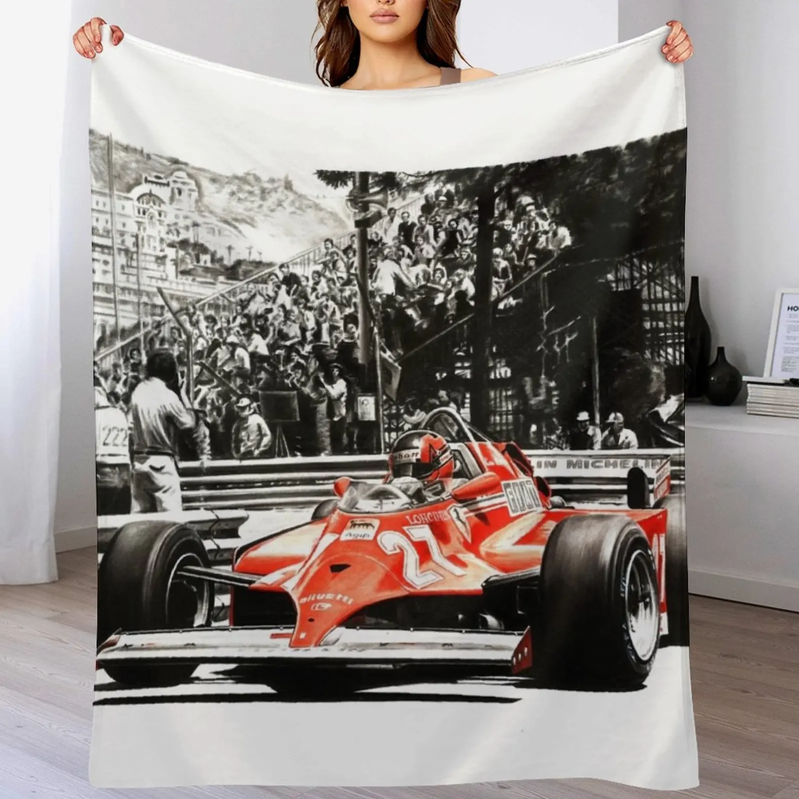 Villeneuve, Monaco GP, 1981. LF2 Throw Blanket Furrys Bed Designers Luxury Blankets 
Villeneuve, Monaco GP, 1981. LF2 Throw Blanket Furrys Bed Designers Luxury Blankets