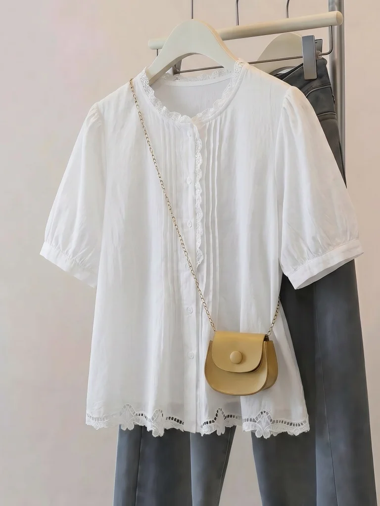 Chic Hollow out Hook Flower Short Sleeve Shirt Women's plus Size Summer New Style Korean Loose Fit round Neck Casual Top
Chic Hollow out Hook Flower Short Sleeve Shirt Women's plus Size Summer New Style Korean Loose Fit round Neck Casual Top