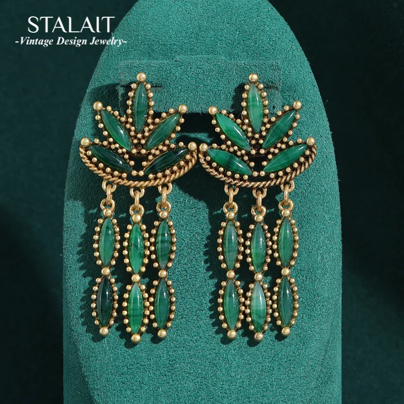 Винтажные серьги-капли с кисточками из зеленого камня, античное золото, цвет листа, роскошные дизайнерские ювелирные изделия, эффектные аксессуары для женской вечеринки
Винтажные серьги-капли с кисточками из зеленого камня, античное золото, цвет листа, роскошные дизайнерские ювелирные изделия, эффектные аксессуары для женской вечеринки