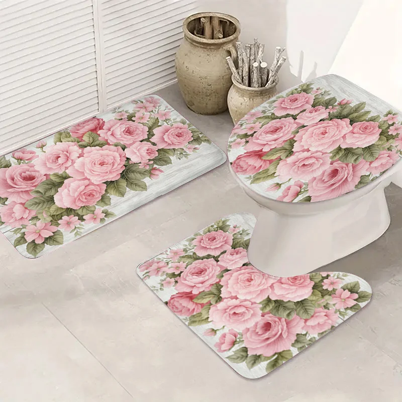 Romantic Pink Rose Print 3 Piece Bath Mat Set Floral Vintage Style Anti Slip Soft Absorbent Toilet Seat Cover Home Decor
Romantic Pink Rose Print 3 Piece Bath Mat Set Floral Vintage Style Anti Slip Soft Absorbent Toilet Seat Cover Home Decor