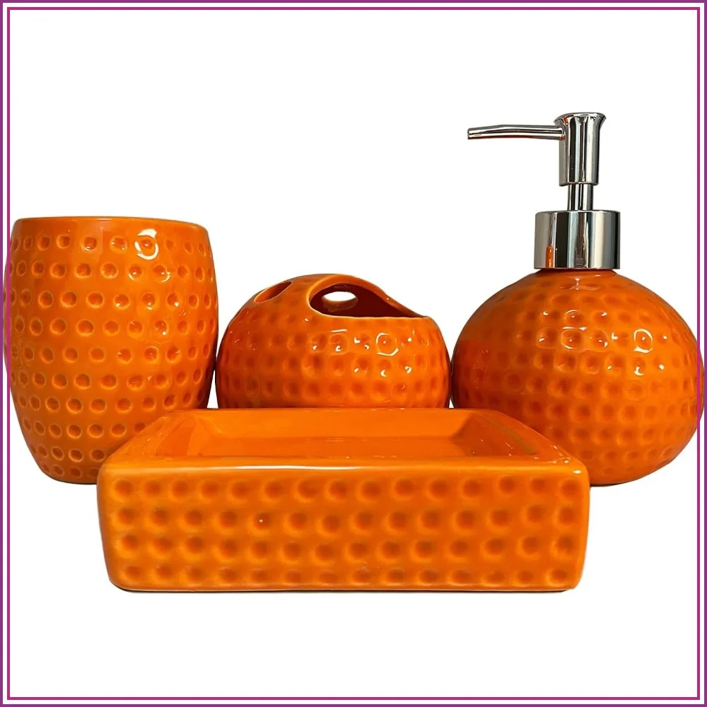 4-Piece Ceramic Bathroom Accessory Set: Soap Dispenser, Toothbrush Holder, Tumbler, Soap Dish
4-Piece Ceramic Bathroom Accessory Set: Soap Dispenser, Toothbrush Holder, Tumbler, Soap Dish