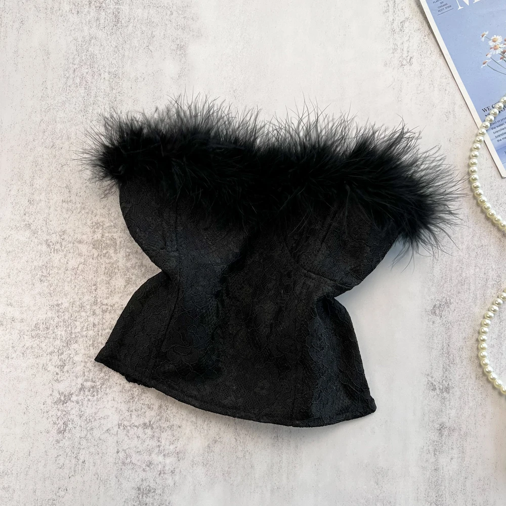 Hot Girl Sexy Fur Panel Bra Off Shoulder Slim Fit Top Women's Fashionable Short Tank Top
Hot Girl Sexy Fur Panel Bra Off Shoulder Slim Fit Top Women's Fashionable Short Tank Top