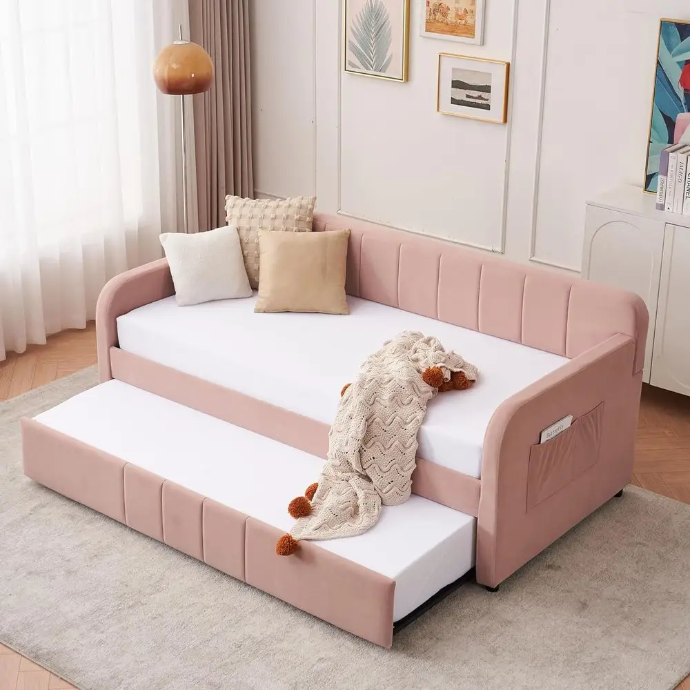 Upholstered Twin Daybed with Trundle, Convertible to King Sofa Bed, USB Ports & Wave Backrest, Linen Fabric for Kids, Teens, Adu
Upholstered Twin Daybed with Trundle, Convertible to King Sofa Bed, USB Ports & Wave Backrest, Linen Fabric for Kids, Teens, Adu