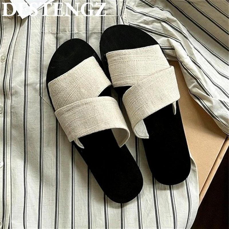 Canvas Flats Slippers Women Sandals Summer Shoes Designer Flip Flops Summer Fashion 2025 Dress Casual Beach Shoes Slides Mujer
Canvas Flats Slippers Women Sandals Summer Shoes Designer Flip Flops Summer Fashion 2025 Dress Casual Beach Shoes Slides Mujer