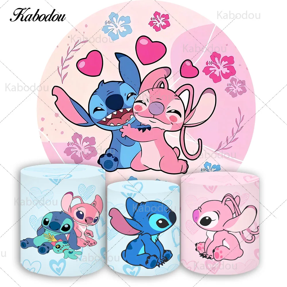 Stitch & Angel Circle Photo Backdrop Kids Birthday Baby Shower Disney Pink & Blue Round Photography Background Cylinder Covers
Stitch & Angel Circle Photo Backdrop Kids Birthday Baby Shower Disney Pink & Blue Round Photography Background Cylinder Covers