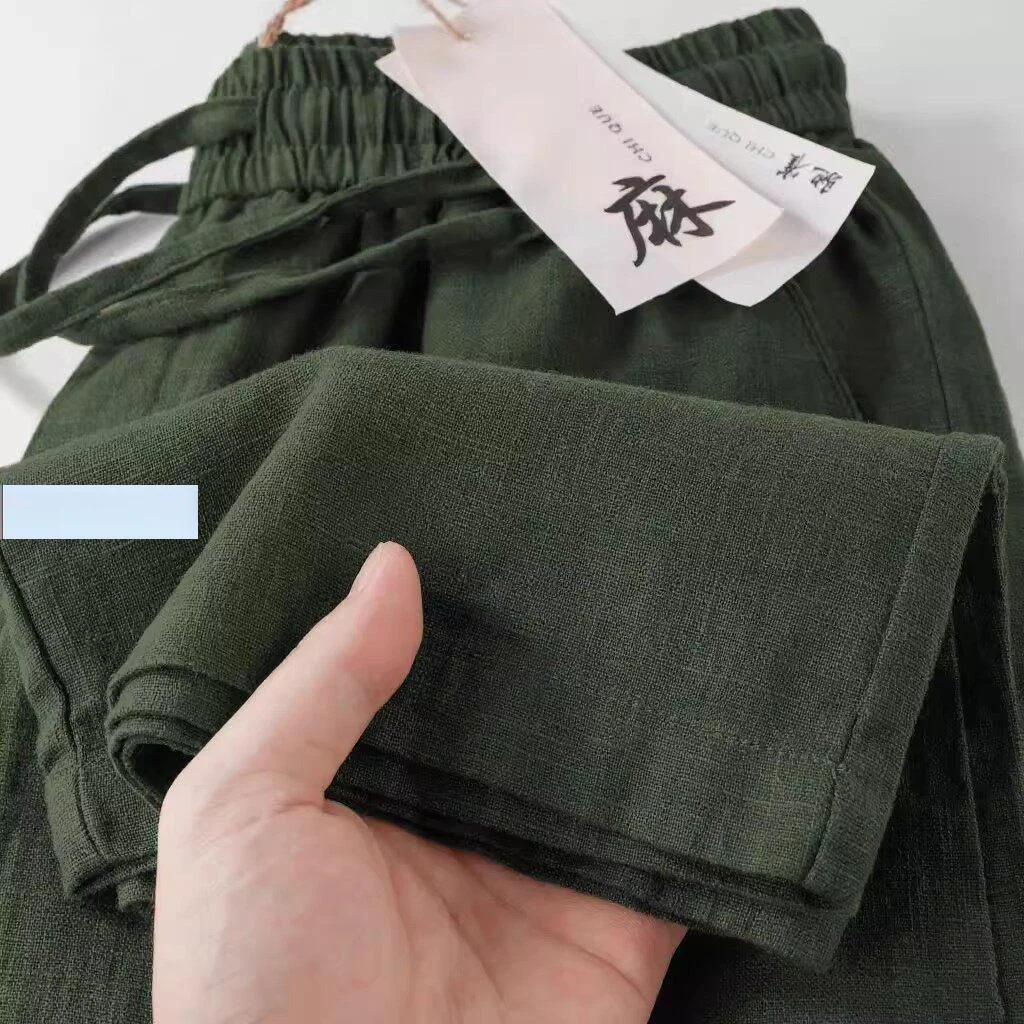 Retro Jungle Green Natural Linen Cotton Casual Pants Summer New Style Loose Straight Leg Pants Unisex Breathable Comfortable
Retro Jungle Green Natural Linen Cotton Casual Pants Summer New Style Loose Straight Leg Pants Unisex Breathable Comfortable