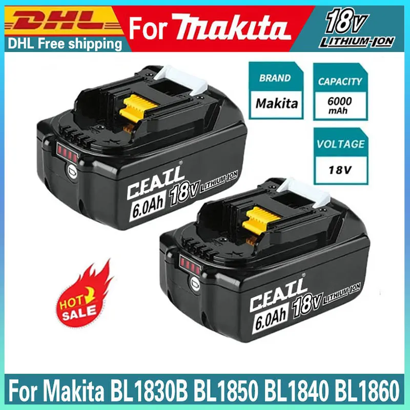 For Makita battery 18V 6.0Ah/5.0Ah rechargeable battery replacing Makita BL1830BL1840BL1850BL1860B, power tool battery 
For Makita battery 18V 6.0Ah/5.0Ah rechargeable battery replacing Makita BL1830BL1840BL1850BL1860B, power tool battery