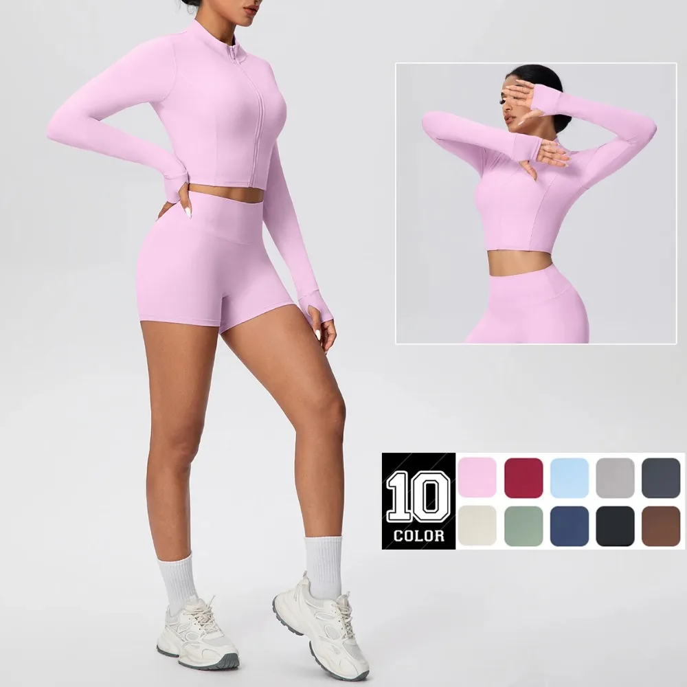 2Pieces Fitness Yoga Set Thumbhole Long Sleeve Top & Gym Shorts, Zipper Activewear for Women Yoga, Running, Workout Training
2Pieces Fitness Yoga Set Thumbhole Long Sleeve Top & Gym Shorts, Zipper Activewear for Women Yoga, Running, Workout Training