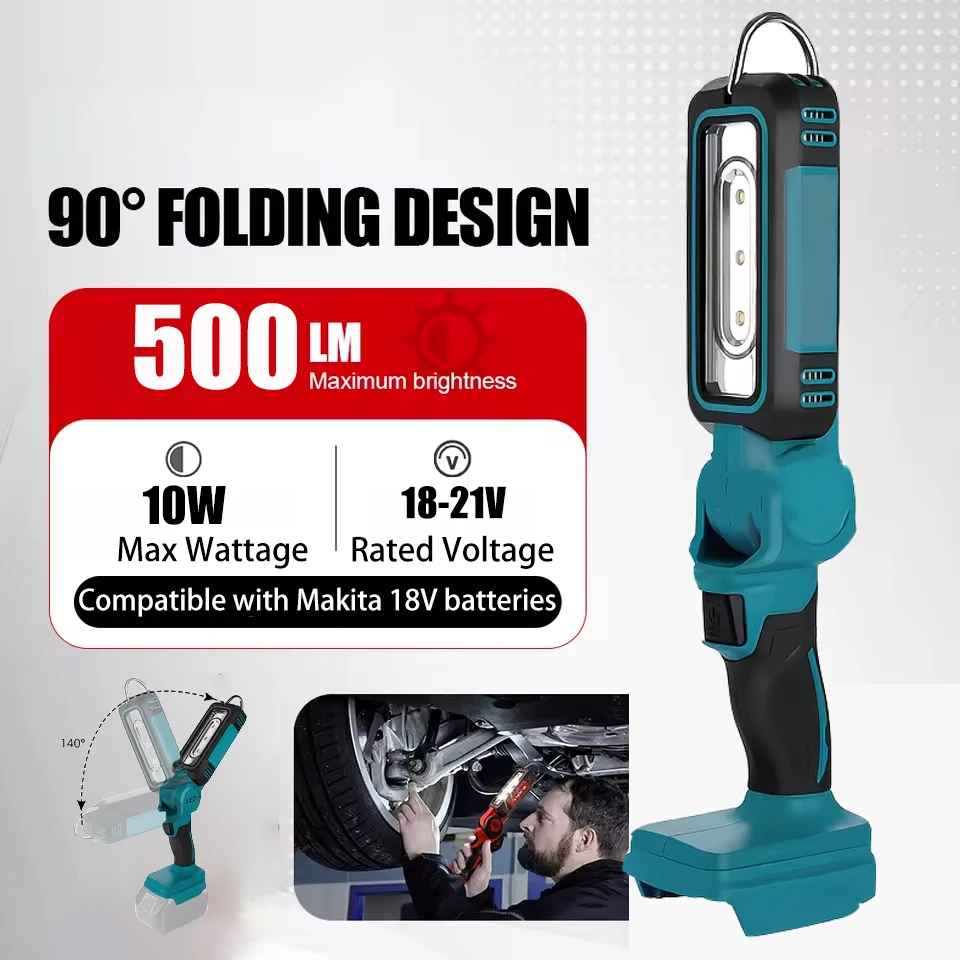 1000LM LED Work Light For Makita 18V Battery Cordless Handheld Work Lamp Car Repair Light 10W LED Flashlight(Bare Tool Only)
1000LM LED Work Light For Makita 18V Battery Cordless Handheld Work Lamp Car Repair Light 10W LED Flashlight(Bare Tool Only)
