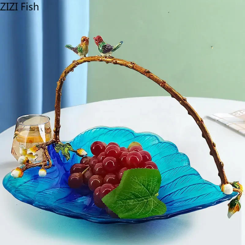 Blue Leaves Fruits Basket Glass Fruit Plate Metal Bird Decorative Transparent Fruits Tray Snacks Candy Plate Storage Basket
Blue Leaves Fruits Basket Glass Fruit Plate Metal Bird Decorative Transparent Fruits Tray Snacks Candy Plate Storage Basket