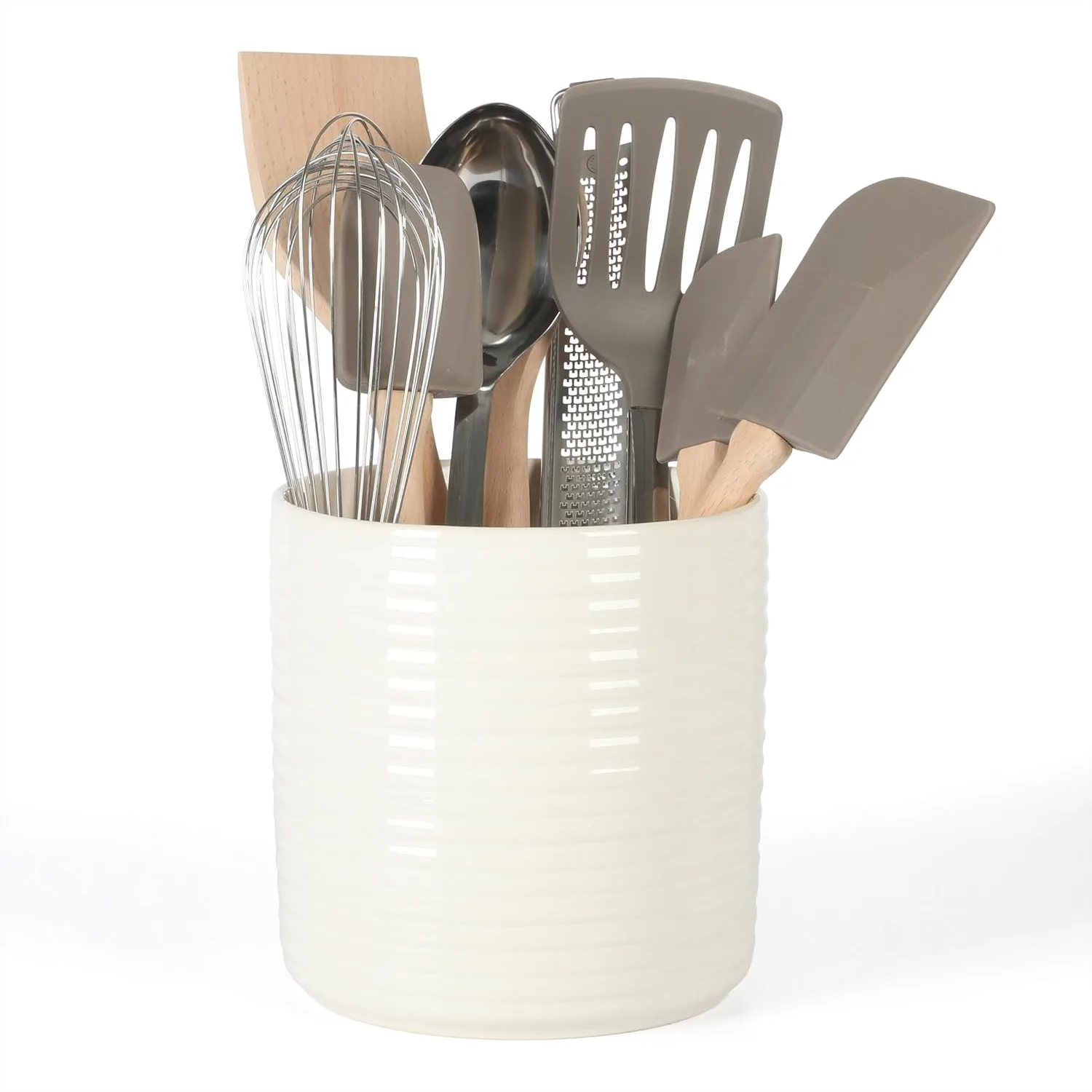 10 Piece Kitchen Utensil Set with Ceramic Crock, Stainless Steel & Silicone Tools for Nonstick Cookware
10 Piece Kitchen Utensil Set with Ceramic Crock, Stainless Steel & Silicone Tools for Nonstick Cookware