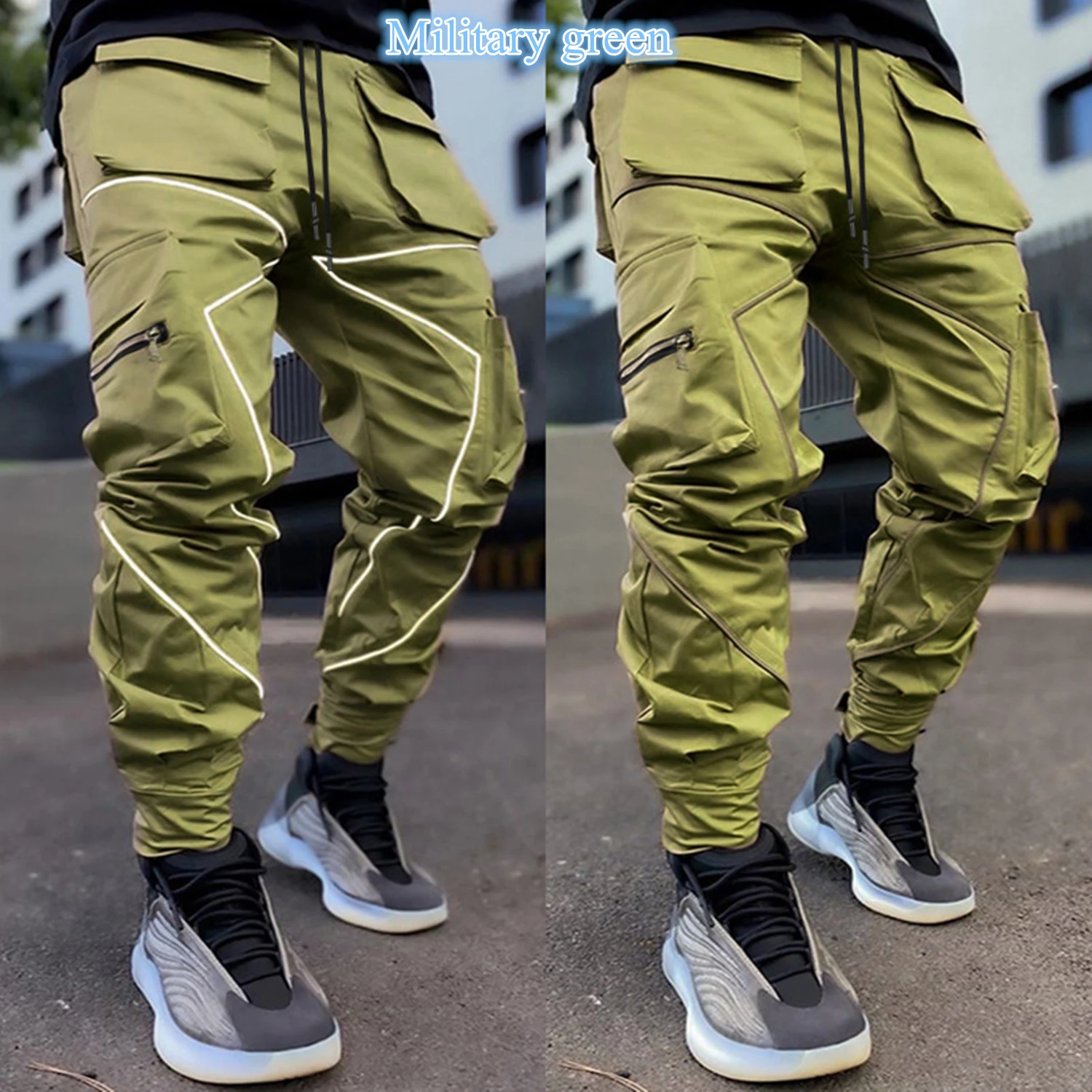 Men's Cargo Pants Multiple Pockets Elastic Waist Joggers Reflective Stripe Streetwear Trousers Techwear Urban Fashion Casual
Men's Cargo Pants Multiple Pockets Elastic Waist Joggers Reflective Stripe Streetwear Trousers Techwear Urban Fashion Casual