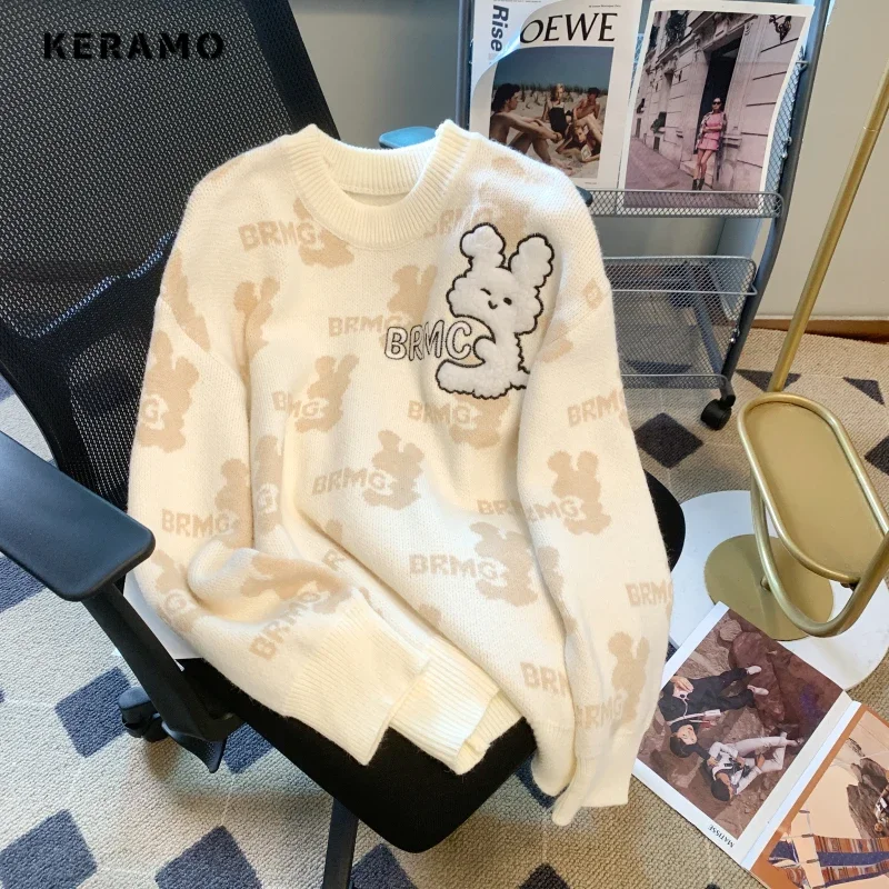 Sweet Rabbit Appliques Knitting Long Sleeve Pullovers 2024 Winter Women Lovely Casual Y2K Jumpers Round Neck Girl Sweater
Sweet Rabbit Appliques Knitting Long Sleeve Pullovers 2024 Winter Women Lovely Casual Y2K Jumpers Round Neck Girl Sweater