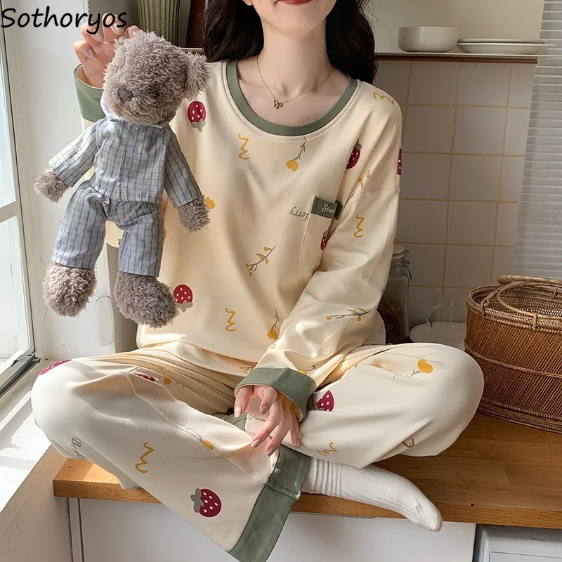 Pajama Sets Women O-neck Ins Printed with Chest Pads Homewear Autumn Long Sleeve Trousers Popular Sleepwear Temper Pyjamas Chic
Pajama Sets Women O-neck Ins Printed with Chest Pads Homewear Autumn Long Sleeve Trousers Popular Sleepwear Temper Pyjamas Chic