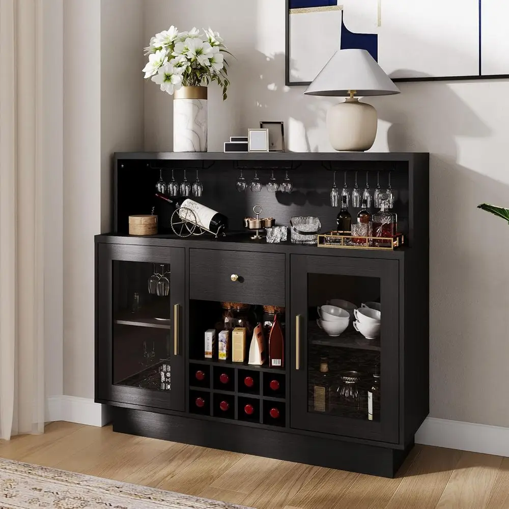 2-Tier LED-Illuminated Wine Bar Cabinet with Glass Doors and Storage for Home, Kitchen, Dining, Office, and Game Rooms - Tempere
2-Tier LED-Illuminated Wine Bar Cabinet with Glass Doors and Storage for Home, Kitchen, Dining, Office, and Game Rooms - Tempere